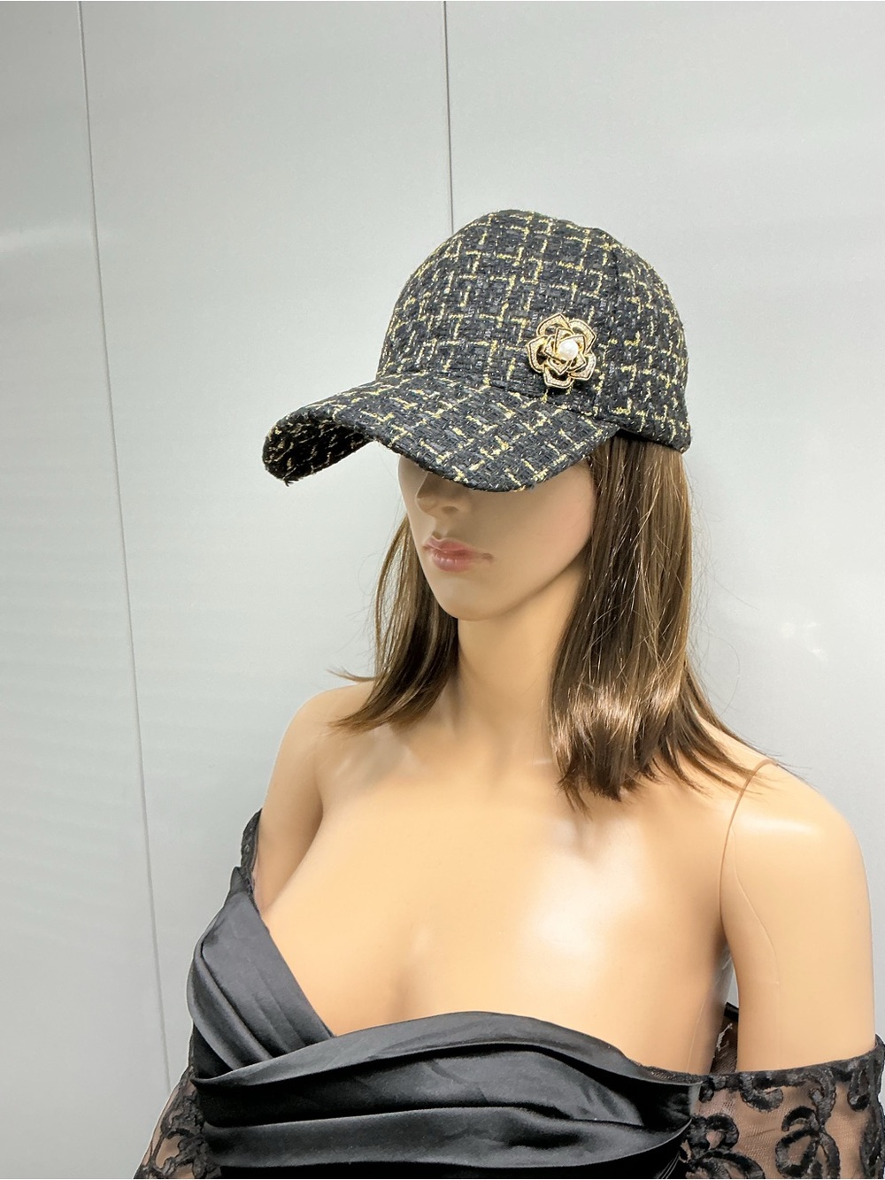 🔥OOAK CUSTOM TWEED CAMELLIA FLOWER HAT - Picture 5 of 13